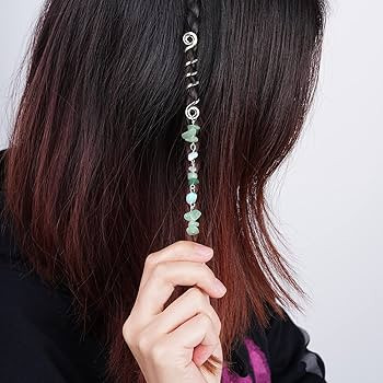 40Pcs Hair Jewelry for Braids, hoyuwak Natural Colored Crystal Stone Hair Braid Accessories Metal... | Amazon (US)