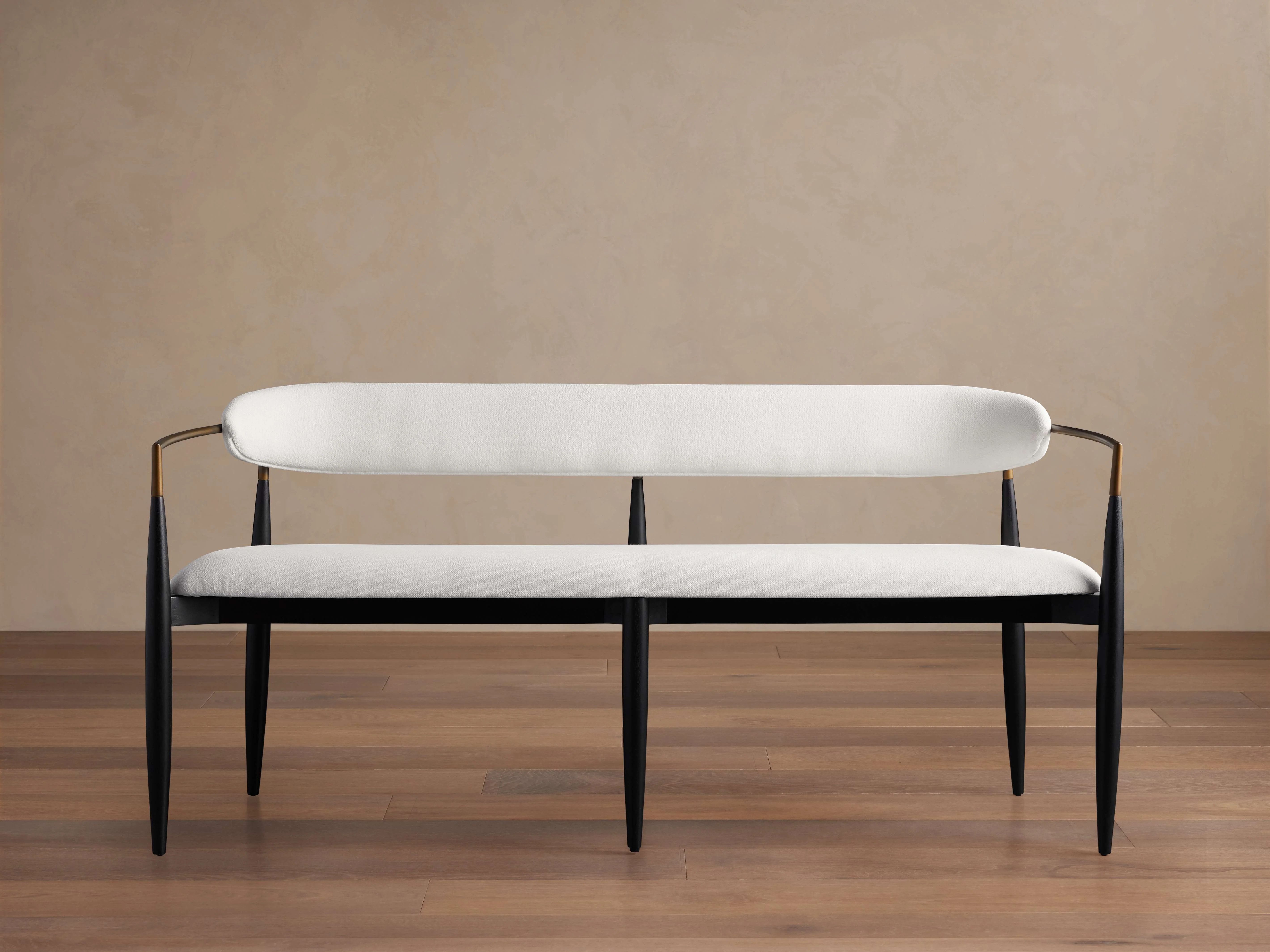 Jagger Crypton Downy Snow Bench in Black and Brass | Arhaus
