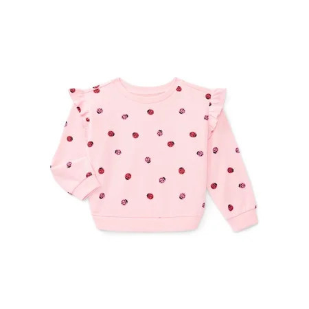 Wonder Nation Toddler Girls Fleece Crewneck Top with Long Sleeves, Sizes 12M-5T | Walmart (US)