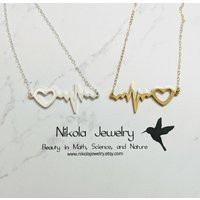 Heartbeat Ekg Silver Or Gold Necklace, Heart Beat Nurse Doctor Jewelry, Pendant, Pendant | Etsy (US)