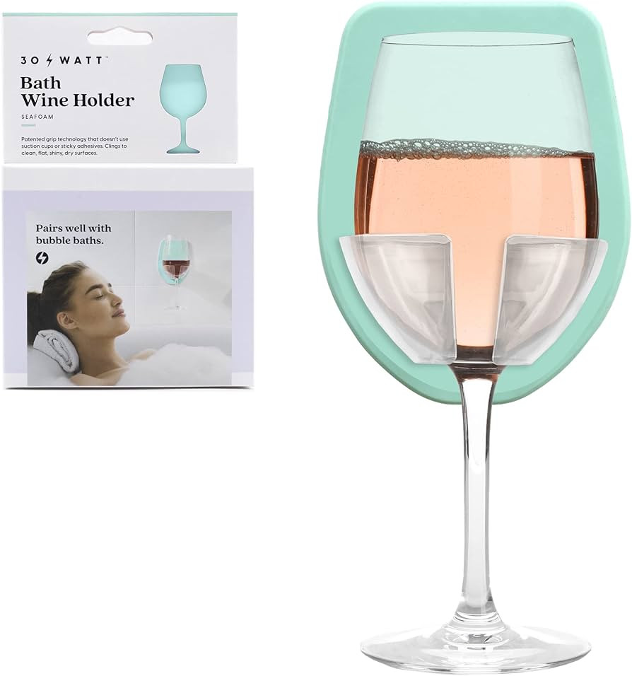 30 Watt Silicone Wine Glass Holder for Bath & Shower, Give The Gift of an at Home Spa Bathtub Rel... | Amazon (US)