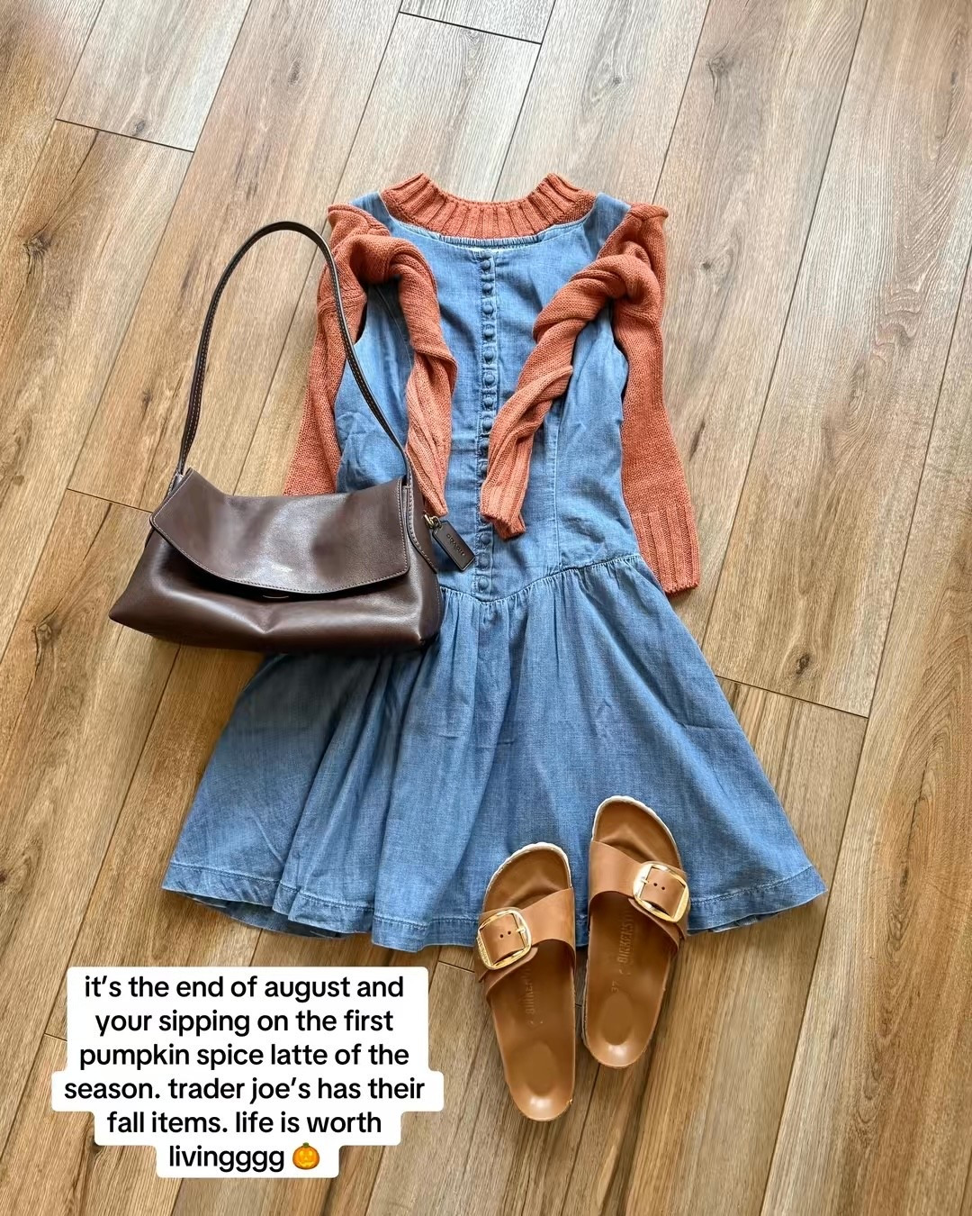 early fall outfit. warm weather fall outfits. denim dress.

#LTKSeasonal #LTKSaleAlert #LTKootd