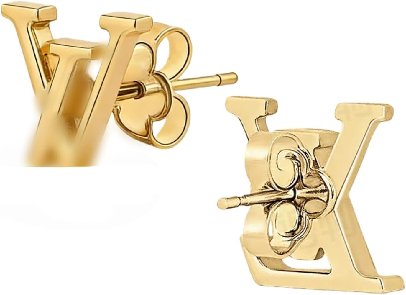 Gold Tone Monogram Logo Stud Earrings Designer Inspired Letter Earrings Fashion Jewelry Accessori... | Amazon (US)