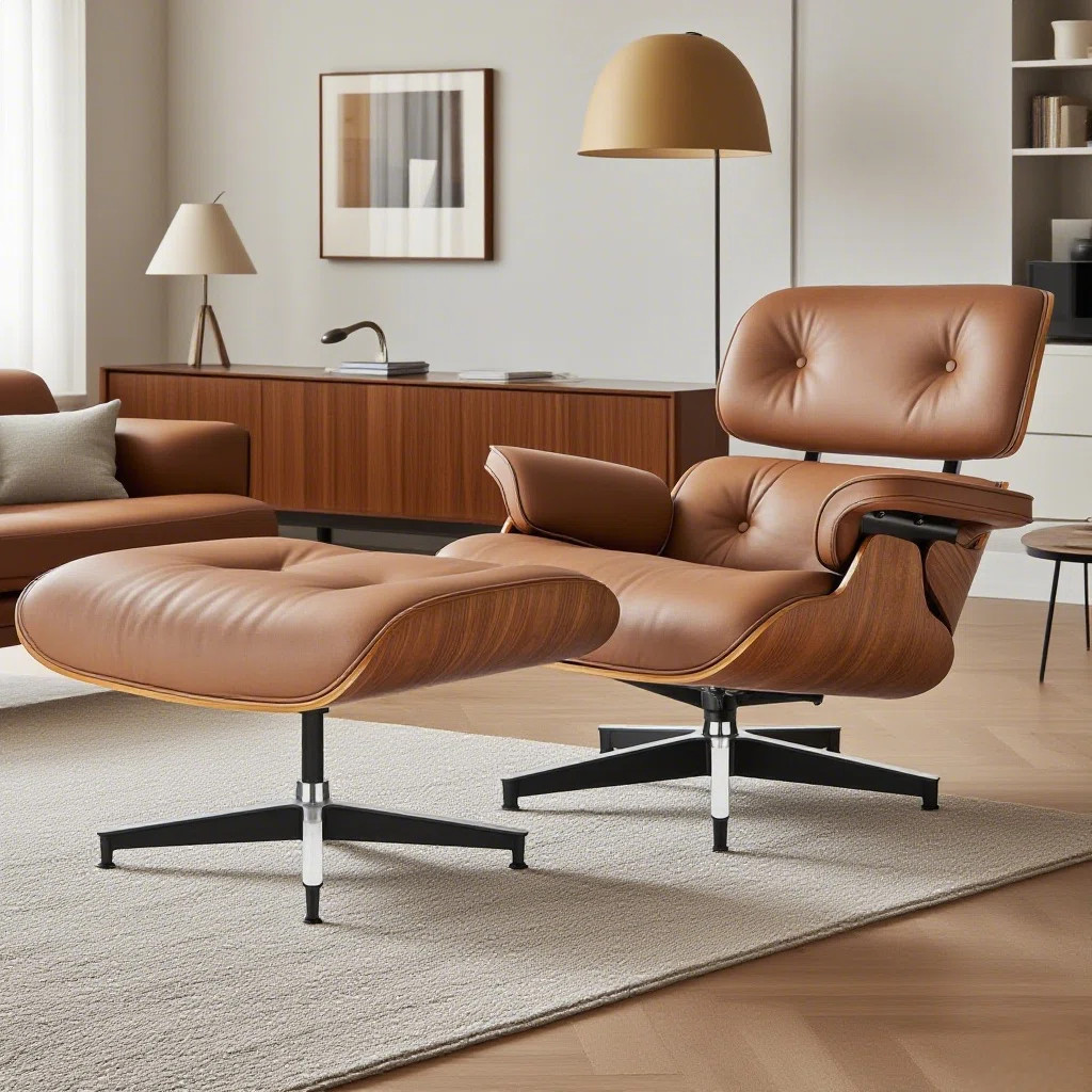 George Oliver Top Grain Leather Swivel Lounge Chair With Ottoman & Reviews | Wayfair | Wayfair North America