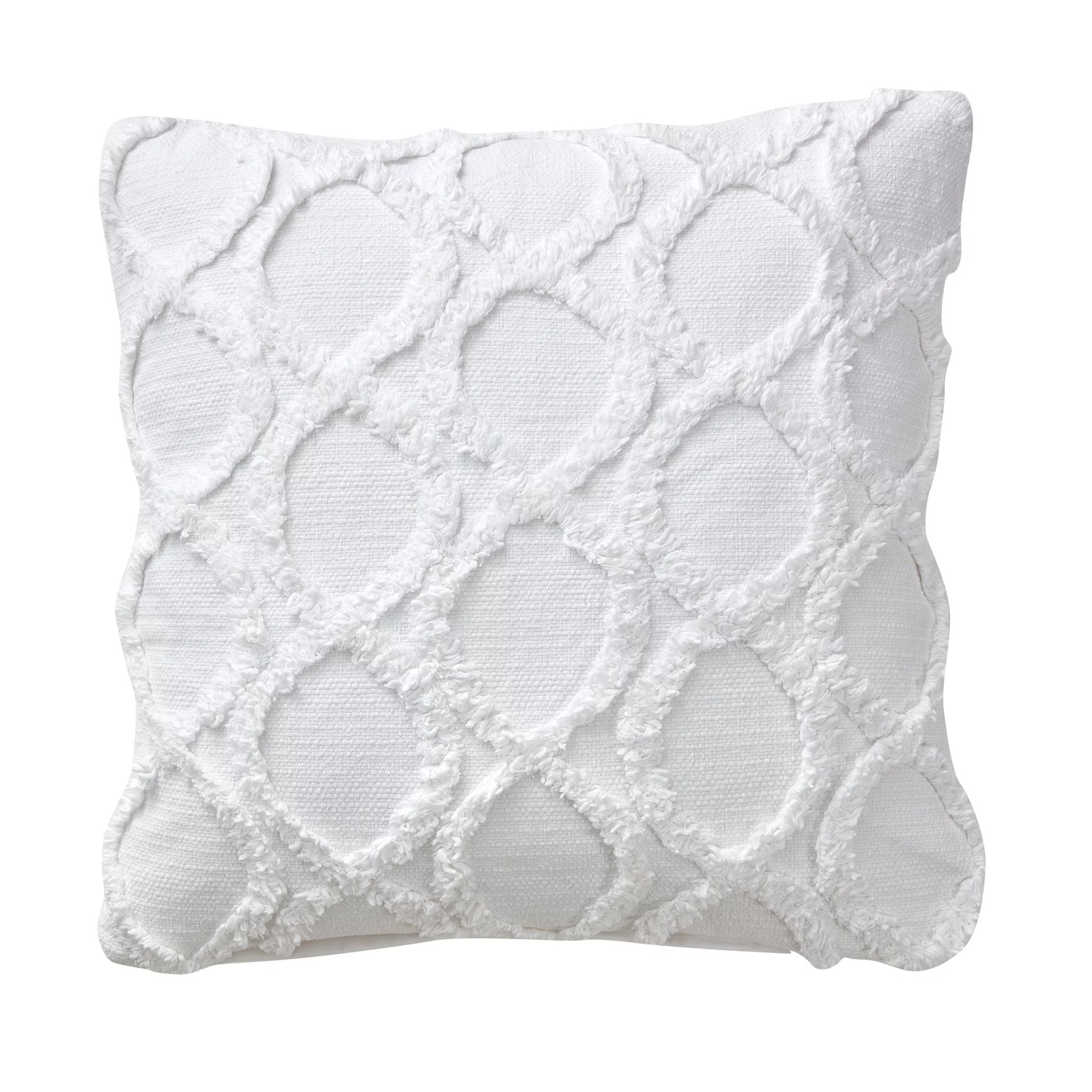 My Texas House Lantana Tufted Cotton Square Decorative Pillow Cover, 20" x 20", White | Walmart (US)