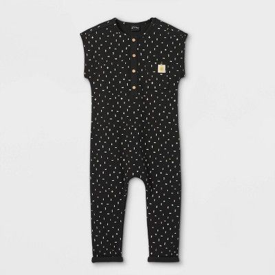 Toddler Boys' Ribbed Short Sleeve Jumpsuit - art class™ Black | Target