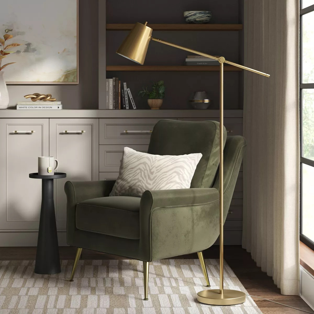 Cantilever Floor Lamp Brass - Threshold™: Adjustable, Swivel Arm, Metal Shade, ETL Listed | Target