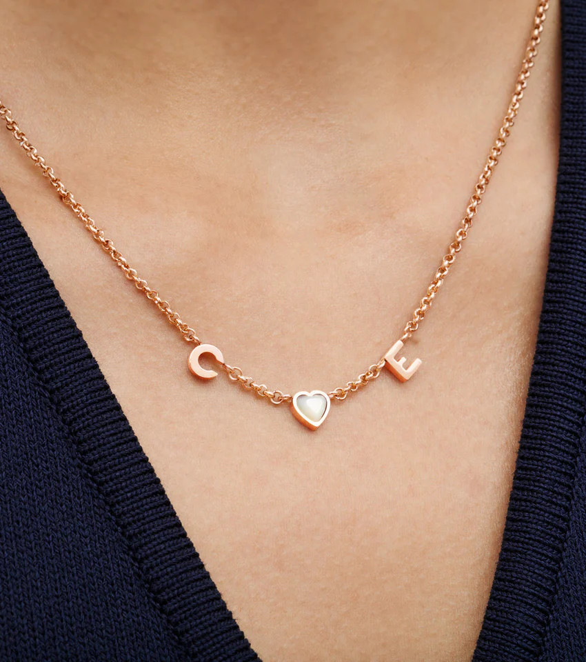 Made Mine Initials & Birthstone Necklace (Rose Gold) | Abbott Lyon