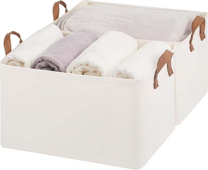 StorageWorks Fabric Storage Bins, Collapsible Extra Large Storage Baskets for Shelves with Metal ... | Amazon (US)