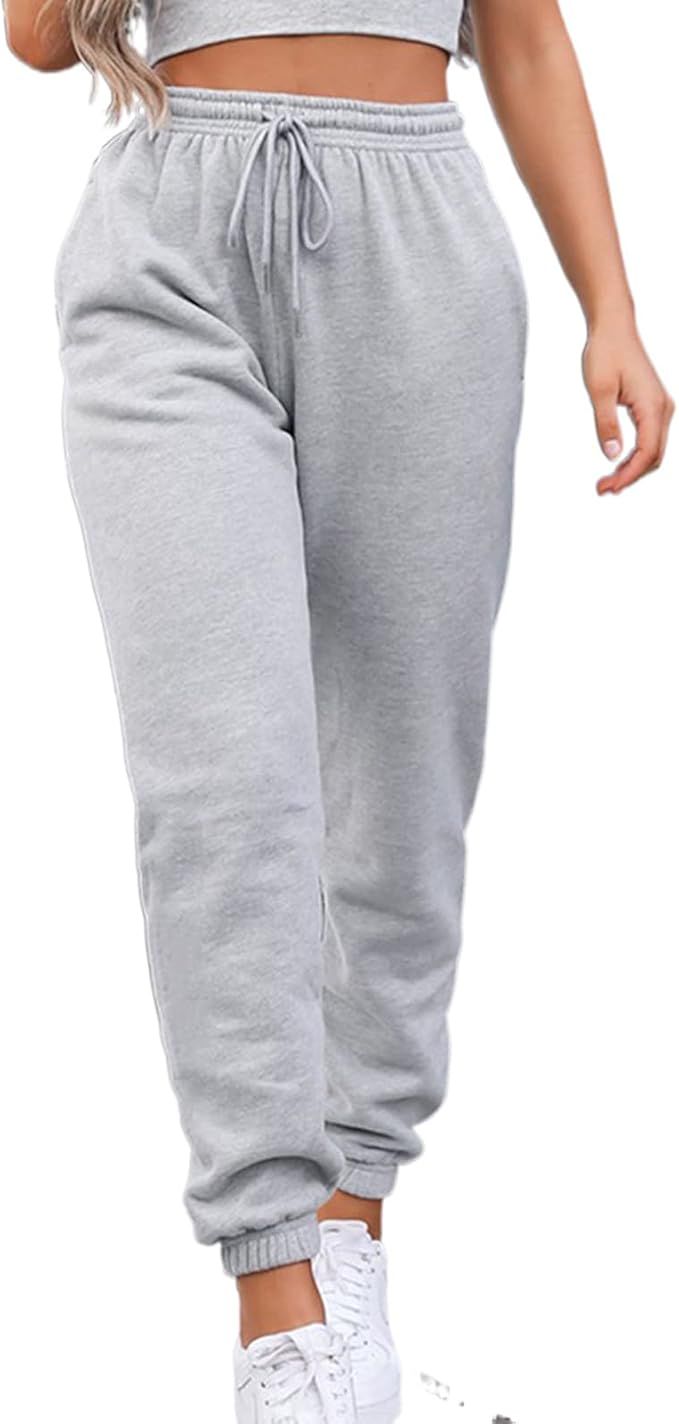 Sweatpants for Teen Girls,Women's High Waisted Joggers Summer Workout Baggy Yoga Pants Cinch Bott... | Amazon (US)