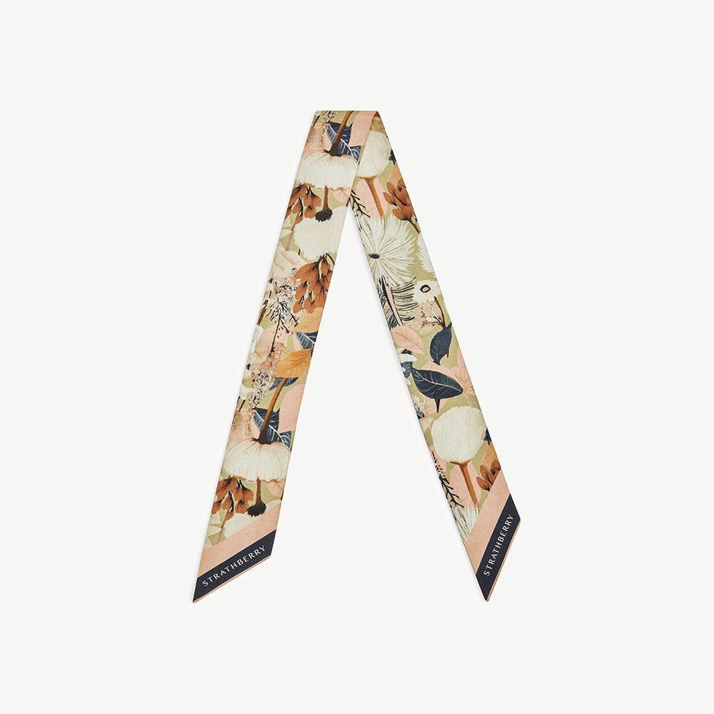 Strathberry - Silk Skinny Scarf - Brown / Natural | Strathberry