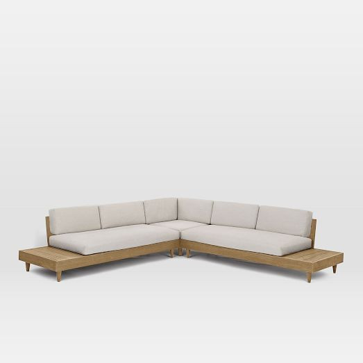 Portside Low Outdoor 3-Piece L-Shaped Sectional (112") | West Elm (US)