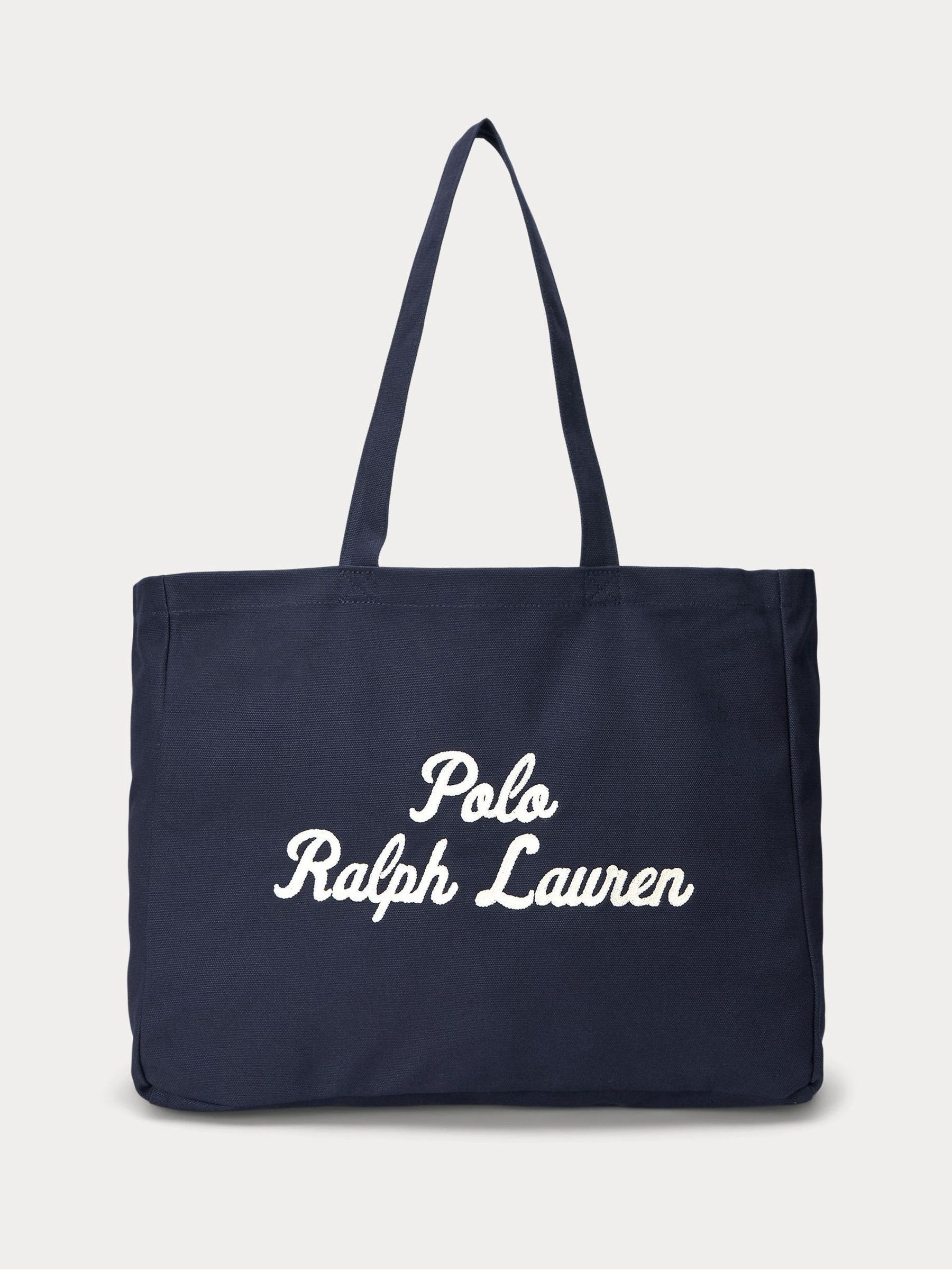 Polo Ralph Lauren Polo Ralph Lauren Blue Embroidered Logo Canvas Cotton Tote Bag | Next US