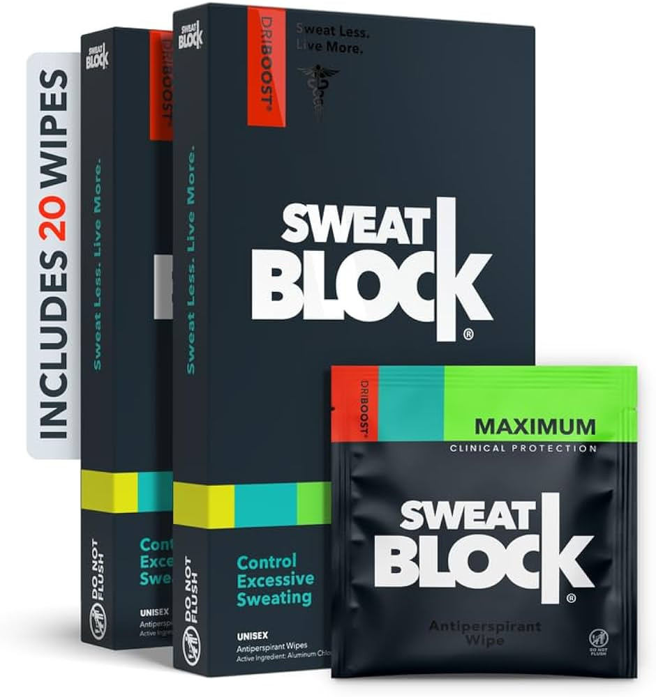 SweatBlock Antiperspirant Wipes - Maximum Clinical Strength - Treat Hyperhidrosis & Excessive Swe... | Amazon (US)
