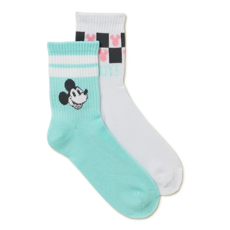 Disney Mickey Mouse, Women's Mid-Crew Socks, 2-Pack, Size 4-10 | Walmart (US)