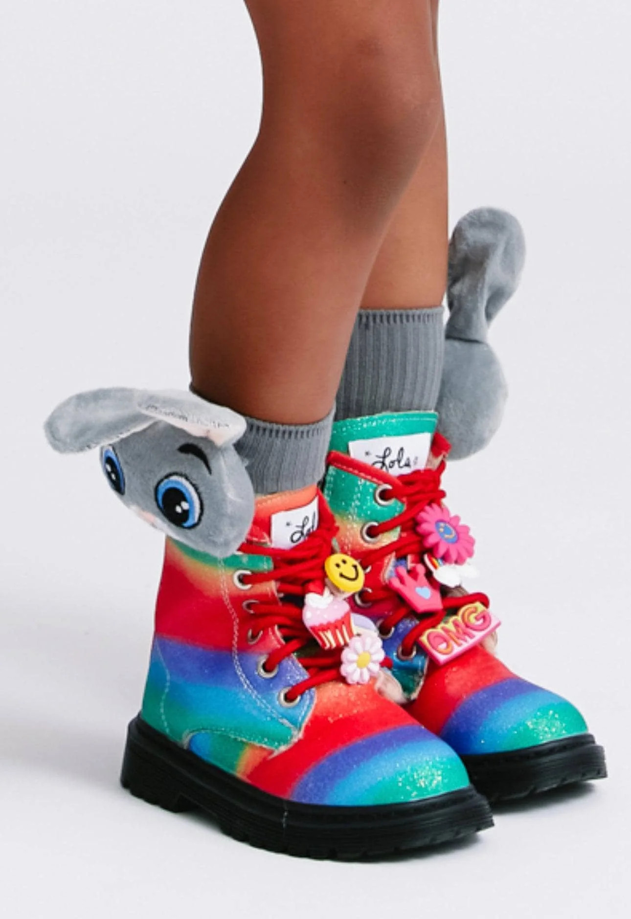 Ombre Rainbow Charm Combat Boots | Lola + The Boys