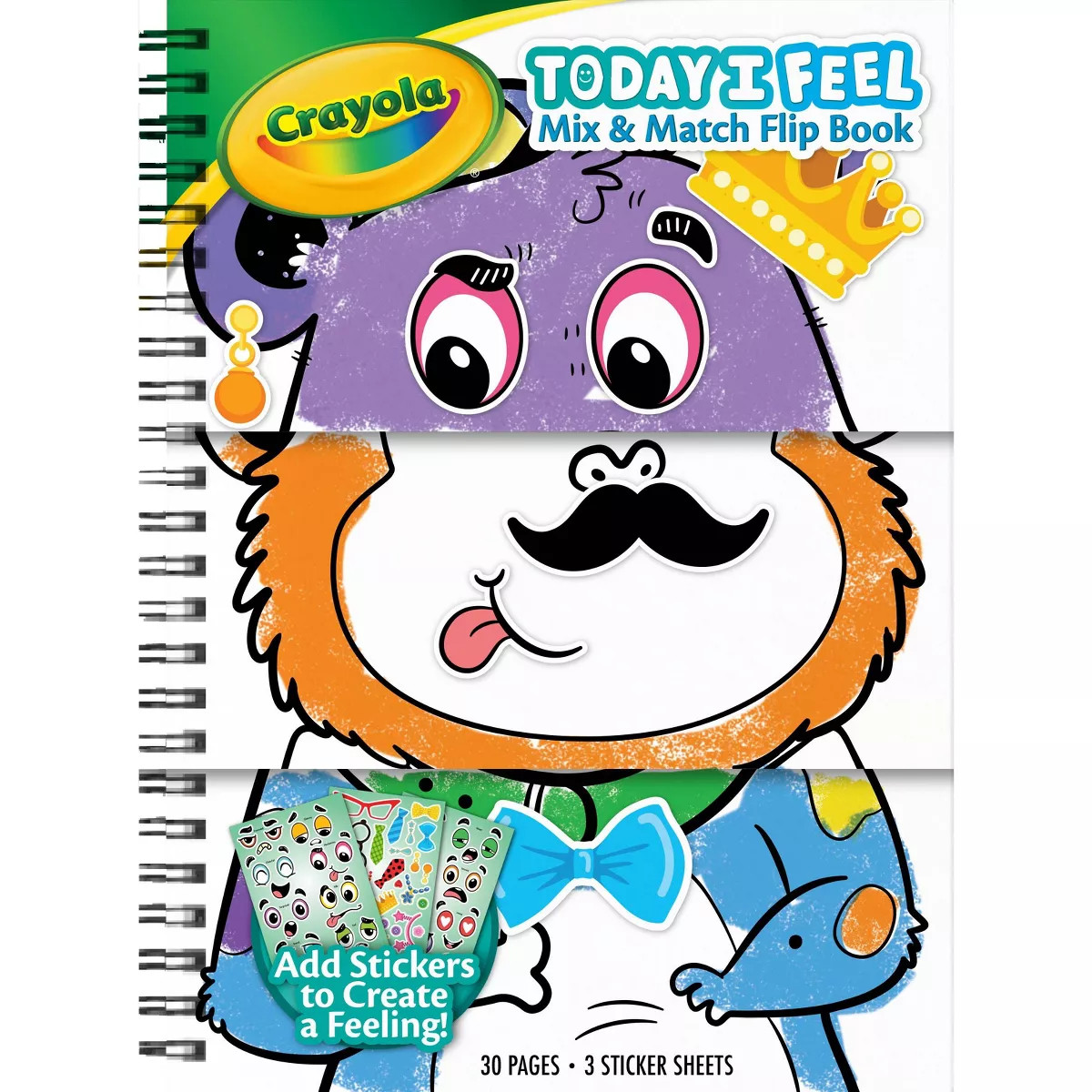 Crayola Today I Feel Mix & Match Flip Book: Flippable Coloring & Sticker Book for Kids, 30 Pages,... | Target