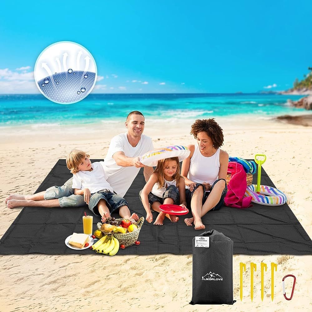 Likorlove Beach Blanket, 94"×80" Picnic Blankets Waterproof Sandproof 5-7 Adults Oversized Light... | Amazon (US)