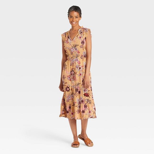 Women's Ruffle Tie-Waist Dress - Knox Rose™ Rust Paisley | Target