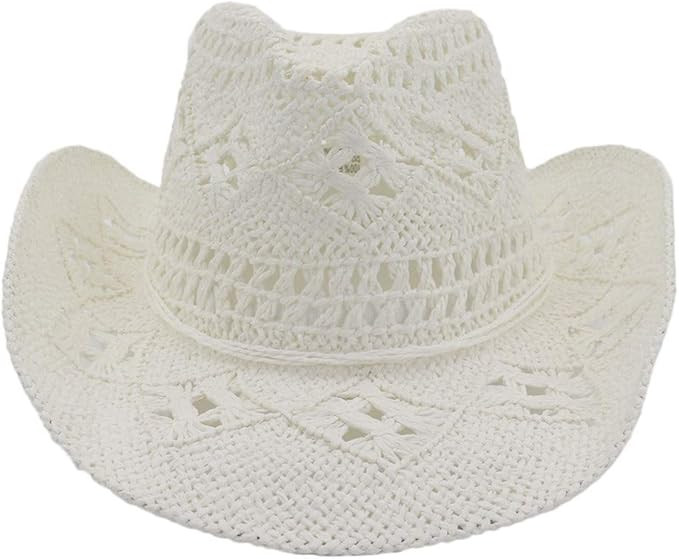 YOLAI Women's Beach Stra𝐰 Cowboy Hat with Beaded Trim and Shapeable Brim Coastal Cowgir𝐥 Ha... | Amazon (US)