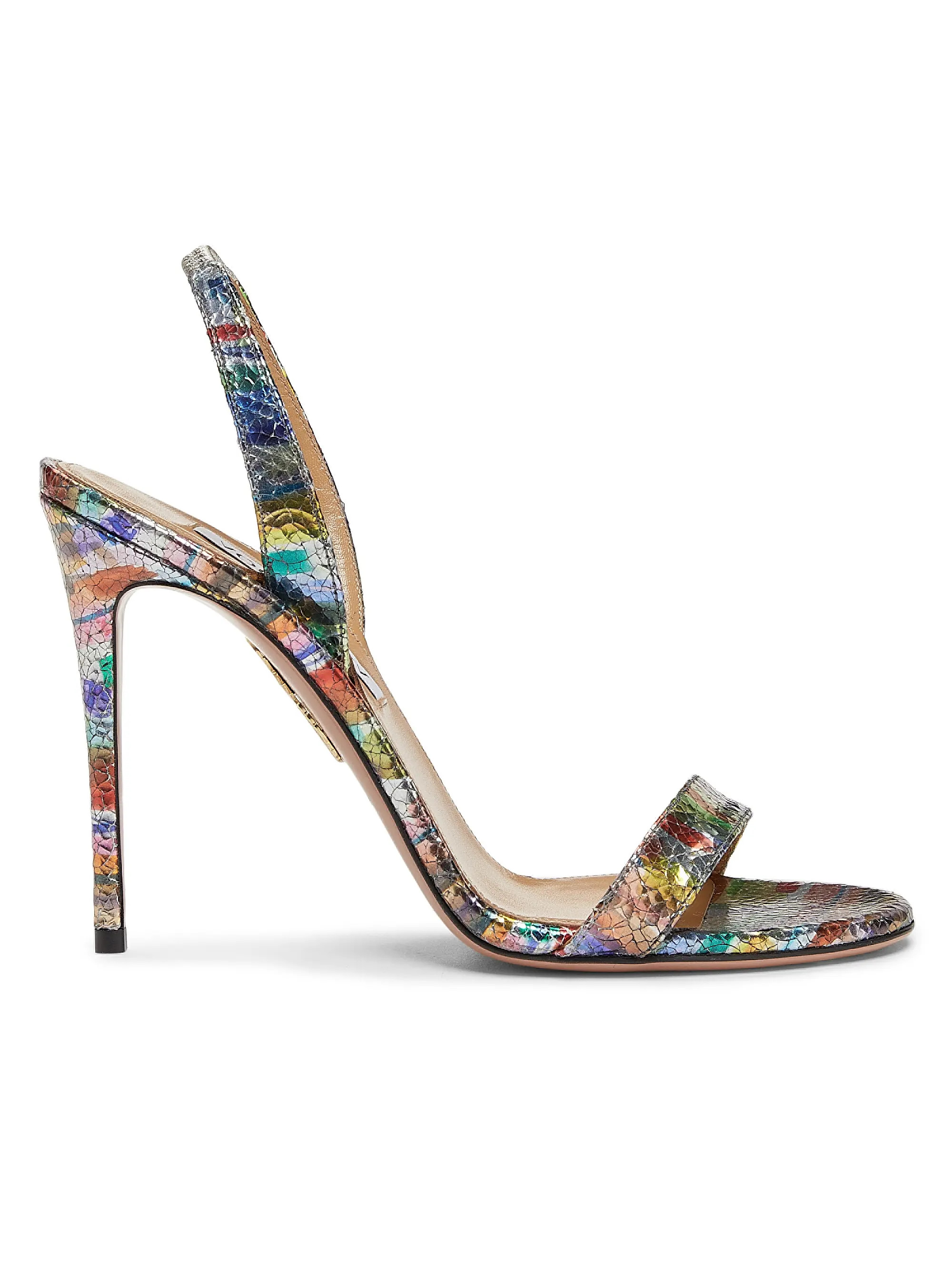 So Nude 105MM Brushstroke Leather Slingback Sandals | Saks Fifth Avenue