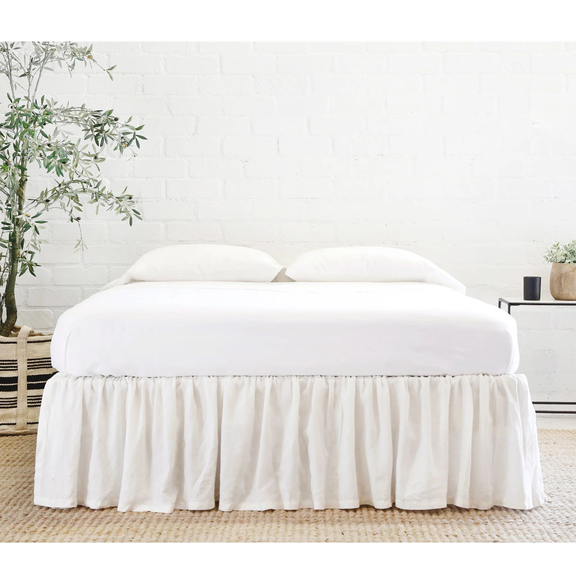 Gathered Linen Bedskirt | Pom Pom at Home