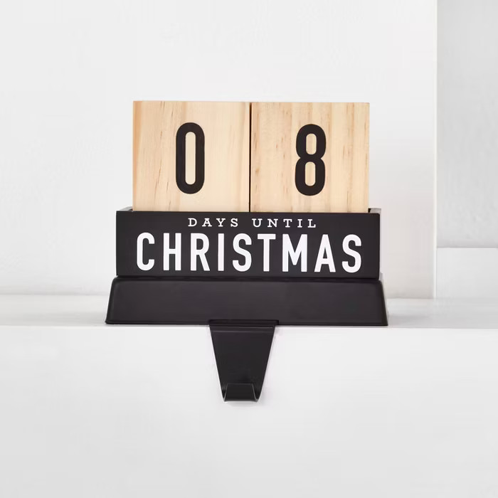 Countdown Stocking Holder with Tapered Hook & Wooden Blocks Matte Black - Wondershop™ | Target
