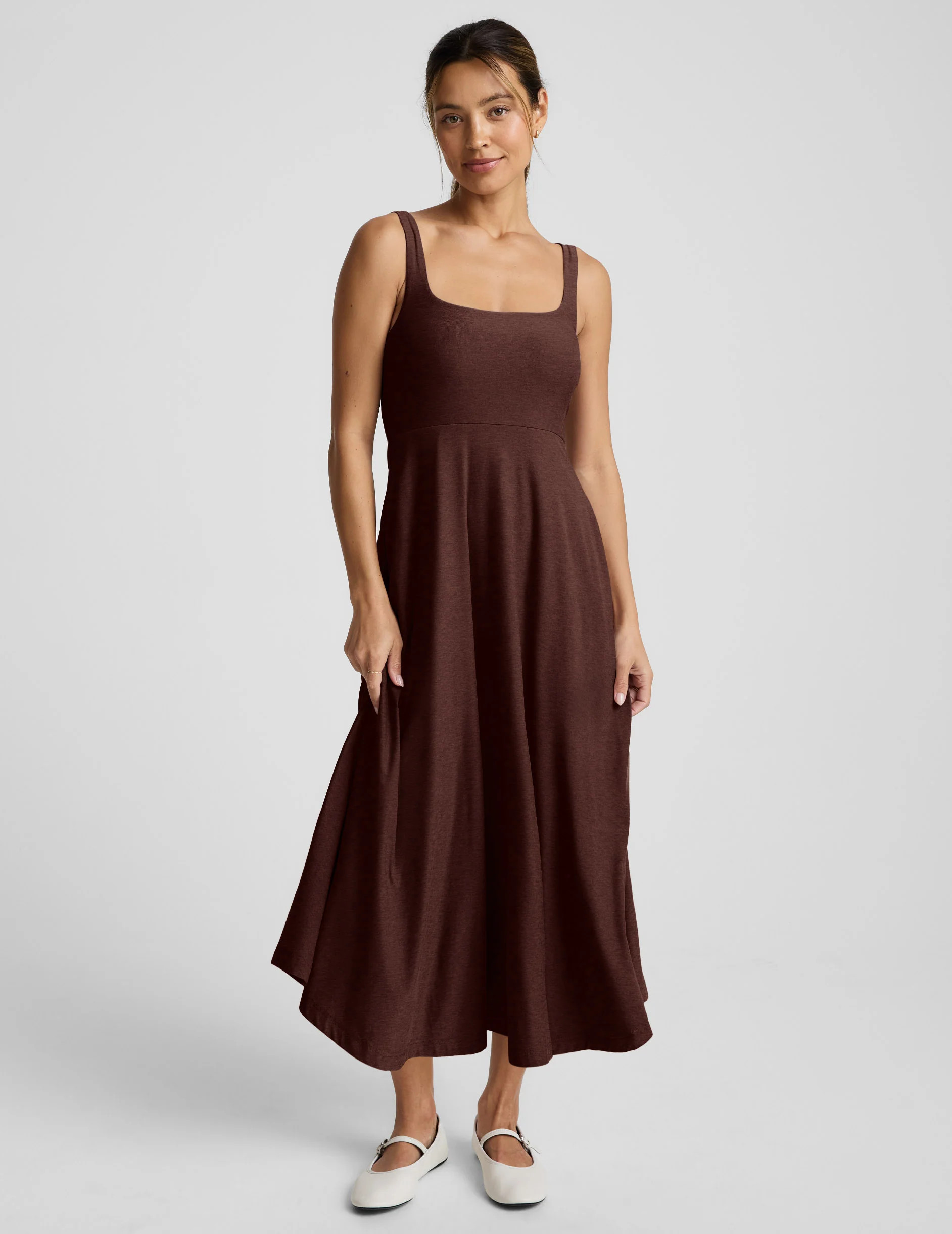 Featherweight At The Ready Square Neck Midi Dress | Beyond Yoga | Beyond Yoga