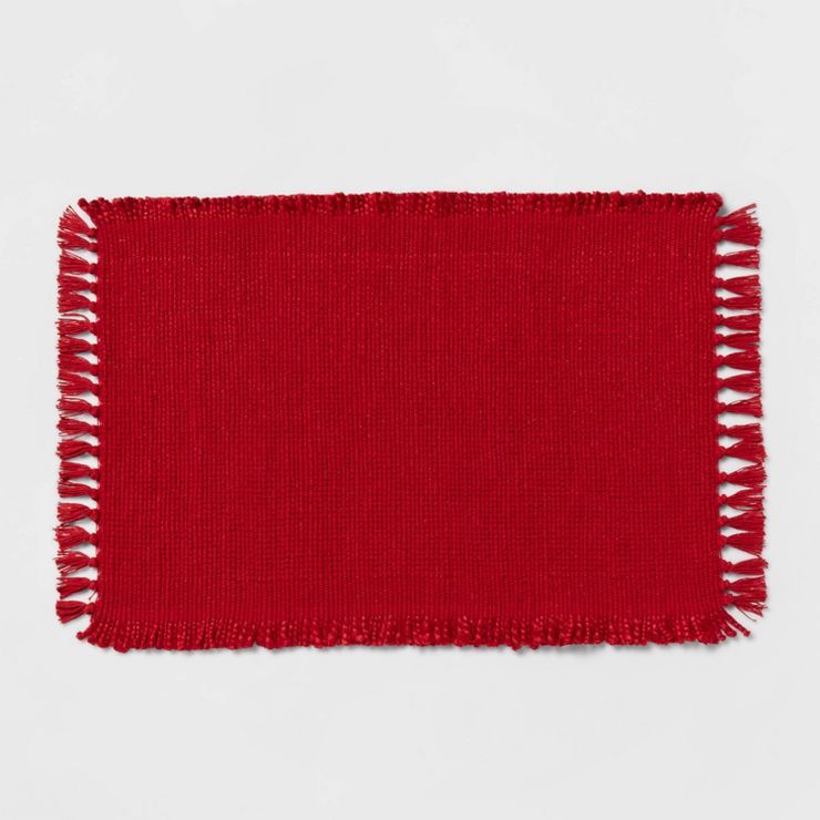 34&#34; x 20&#34; Jute Solid with Fringe Rug Red - Threshold&#8482; | Target