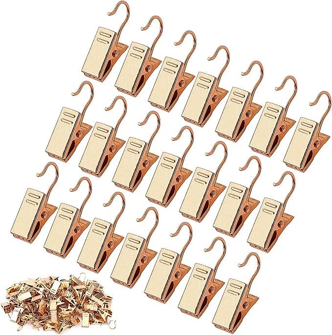 JANYUN 120 Pack Clip Hook Set Stainless Curtain Clips for Hanger Photo Light Home Decoration Art ... | Amazon (US)