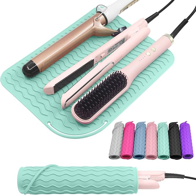 Suafrnut Plus Size Silicone Heat Resistant Mat for Hair Tools(12" x 9") | Portable Travel Hot Too... | Amazon (US)
