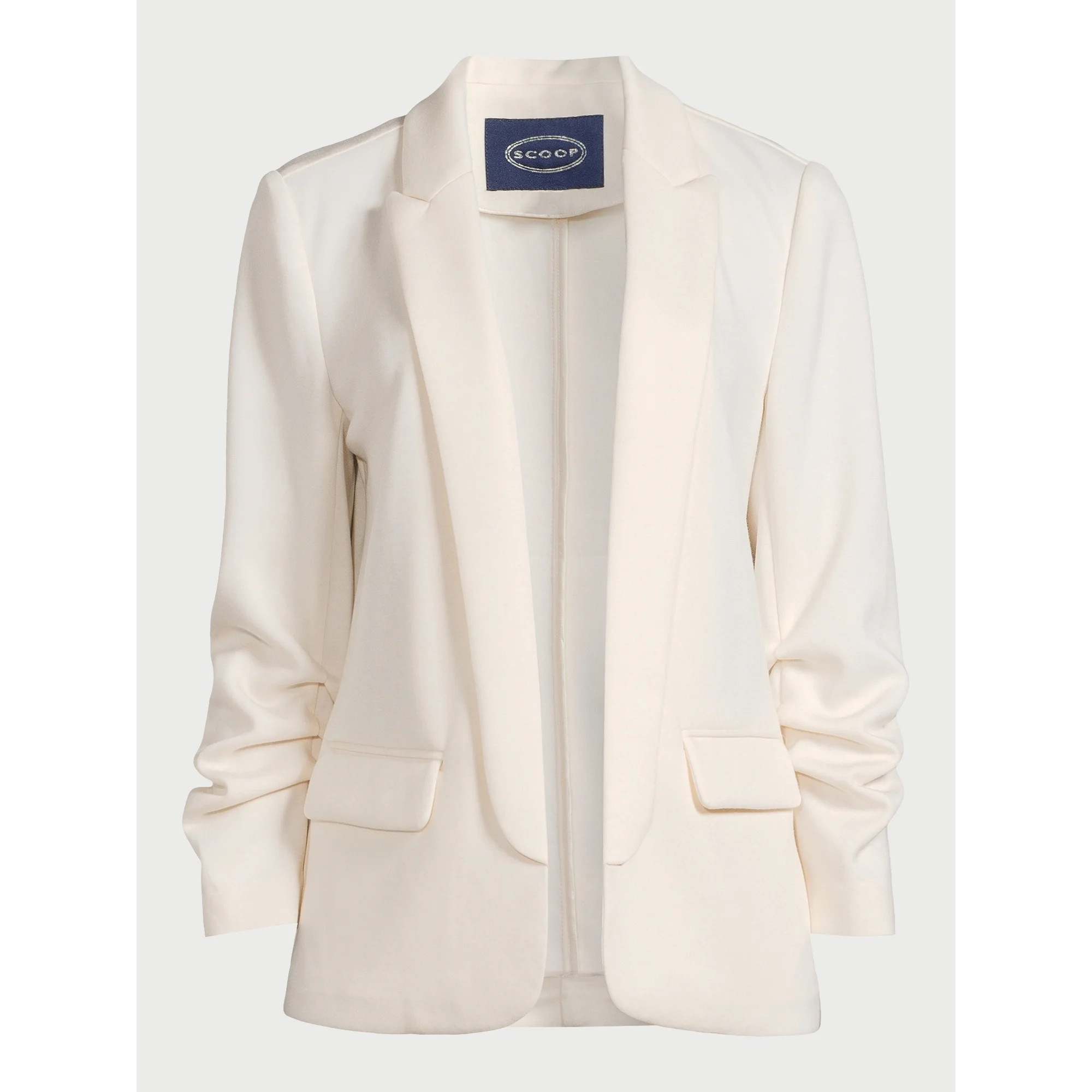 Scoop Women's Relaxed Scuba Knit Blazer with Scrunch Sleeves, Sizes XS-XXL | Walmart (US)