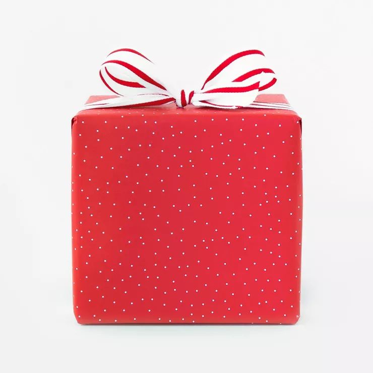 30 sq ft White Tiny Scatter Dot on Red Gift Wrap - Sugar Paper™ + Target | Target
