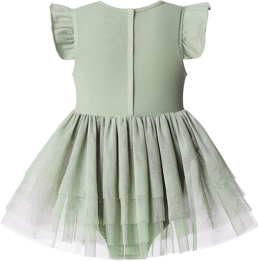 O2 BABY Organic Cotton Baby Girls Tutu Dress Baby's Tulle Dress with Headband Outfit Set 0-24Mont... | Amazon (US)