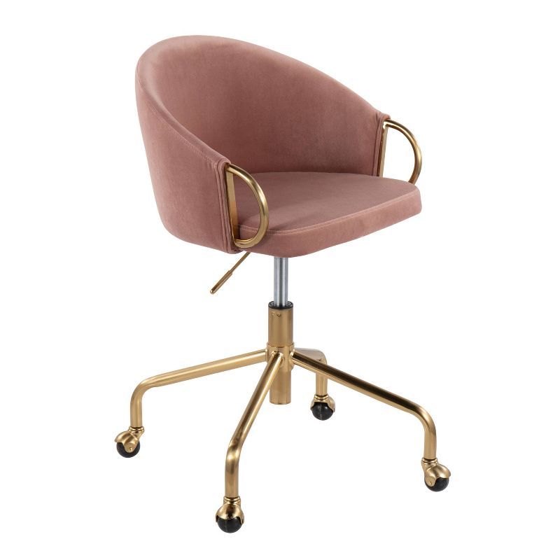 Claire Velvet/Metal/Plywood Task Chair Gold/Blush - LumiSource | Target