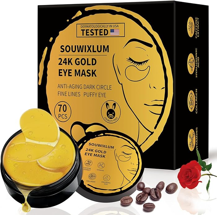 Under Eye Patches For Puffy Eyes and Puffiness 70PCS, 24K Gold Eye Mask For Dark Circles, Under E... | Amazon (US)