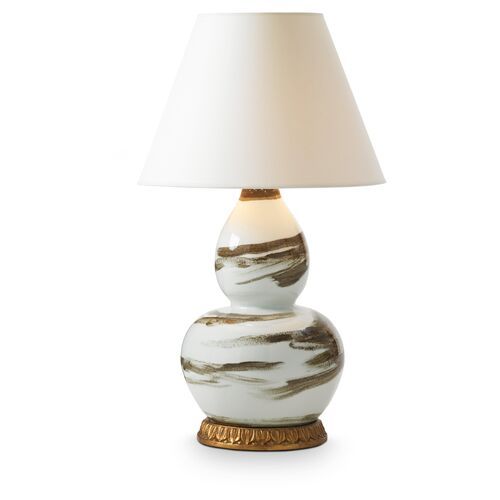 Brushstroke Table Lamp, Brown/White | One Kings Lane