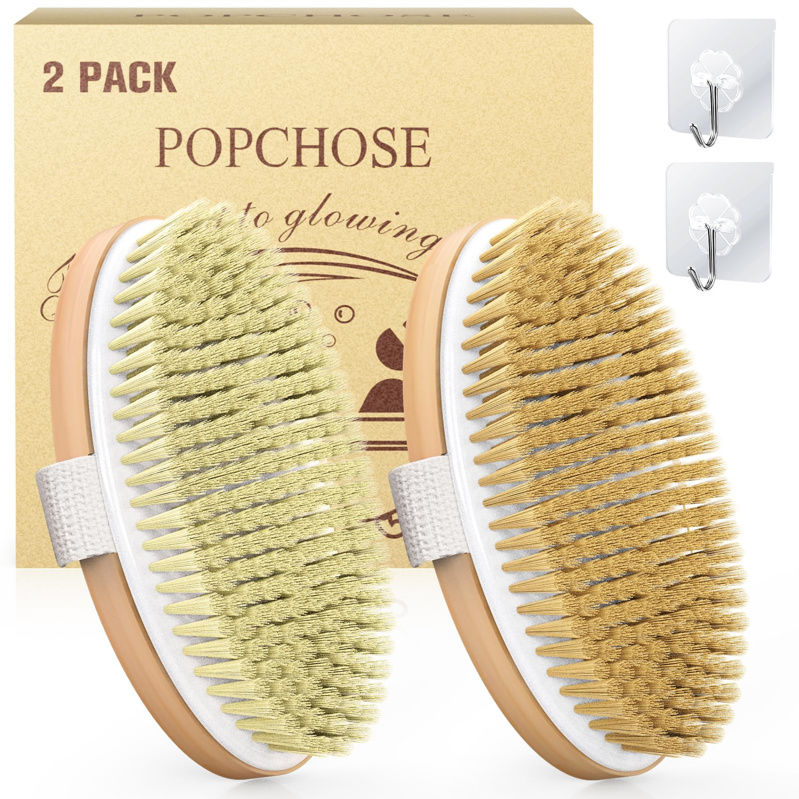 POPCHOSE Dry Brushing Body Brush, Natural Bristle Dry Skin Exfoliating Brush Body Scrub for Flawl... | Amazon (US)