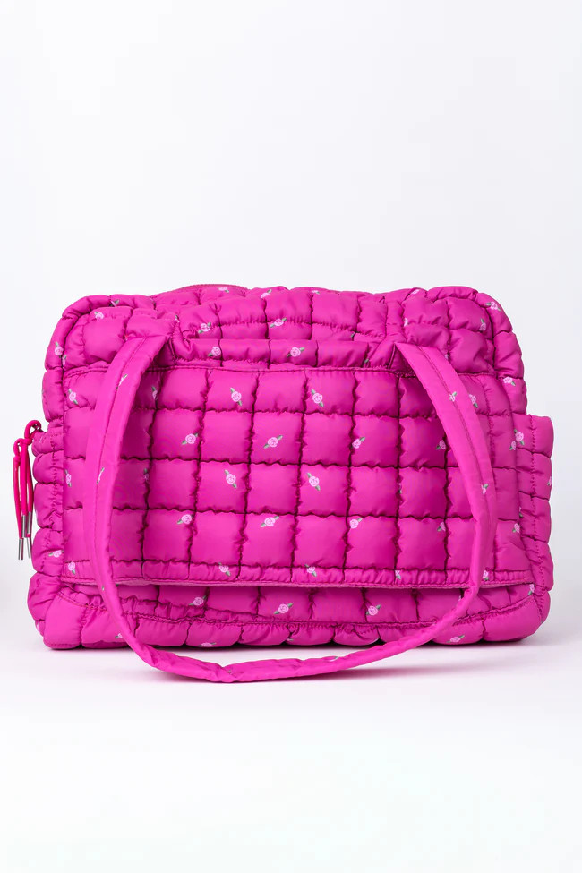 Haylie Fuchsia Petal Pop Quilted Weekender | Pink Lily