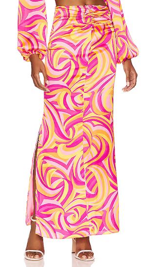 x REVOLVE Fawcett Maxi Skirt in Pink Swirl Print | Revolve Clothing (Global)