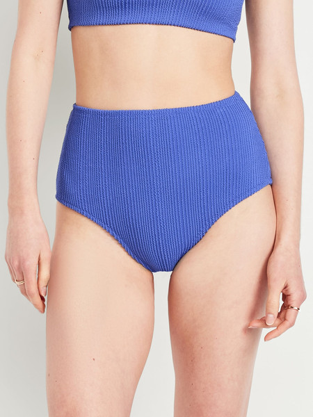 High-Waisted Textured Bikini Swim Bottoms | Old Navy (US)