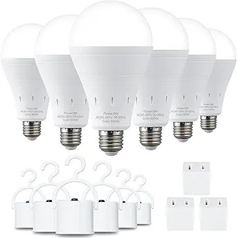 DEBAOBULB6 Pack Rechargeable Emergency Light Bulbs, Battery Powered LED Light Bulb 6000K Daylight... | Amazon (US)
