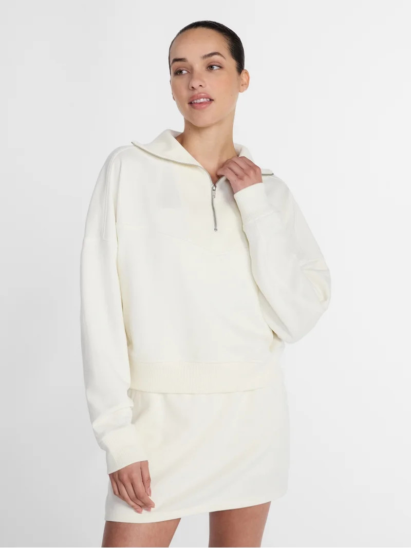 Athletic Works Women's and Women's Plus Quarter-Zip Sweatshirt, Midweight, Size XS-4X | Walmart (US)
