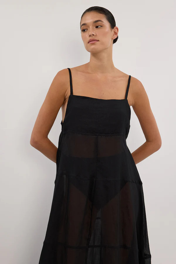 TINA BLACK RAMIE HIGH NECK DRESS | DISSH