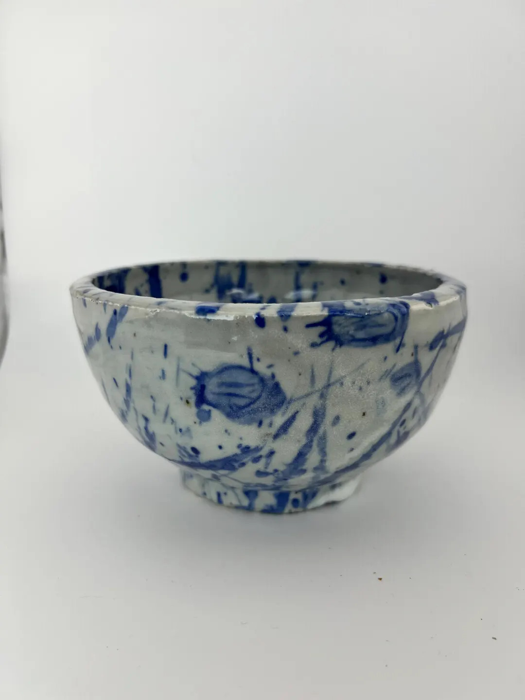 Vintage Blue White Studio Pottery Bowl Abstract Splatter Glaze Artisan Ceramic Bowl 6 Inch - Etsy | Etsy (US)