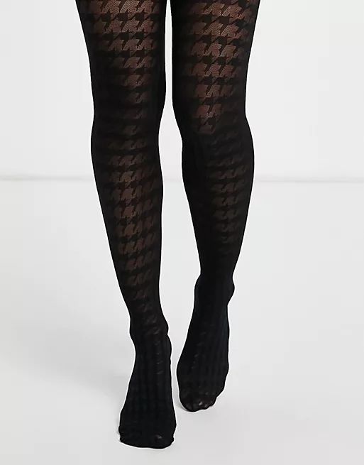 New Look dogstooth tights in black | ASOS (Global)