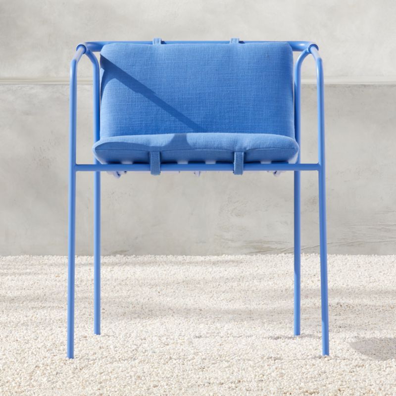 Navene Blue Outdoor Patio Dining Armchair | CB2 | CB2