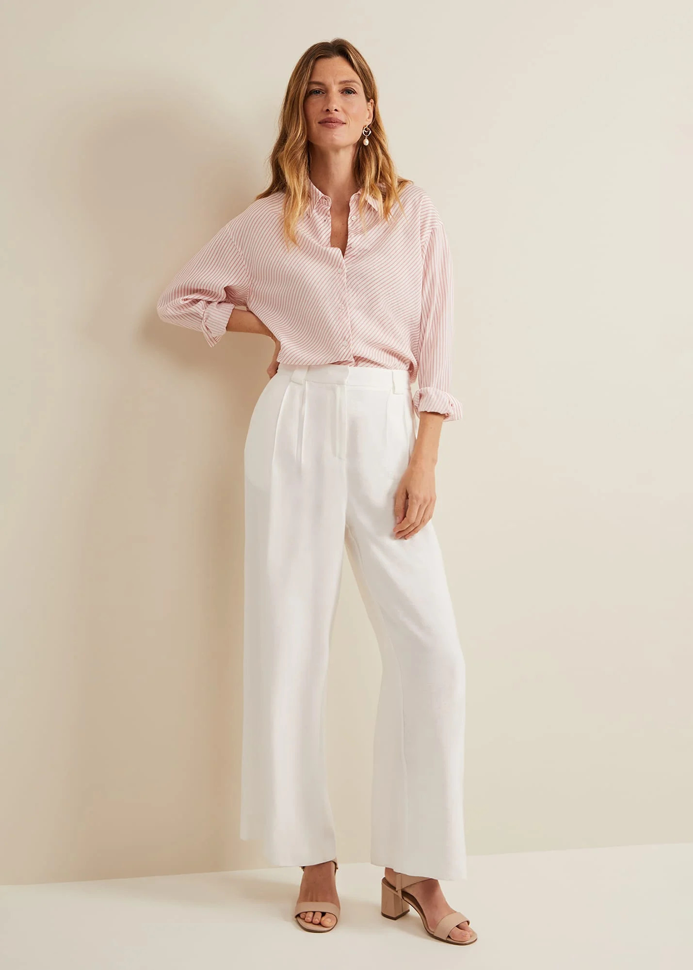 Phase Eight Women's Tyla White Wide Leg Trousers | Phase Eight (UK)