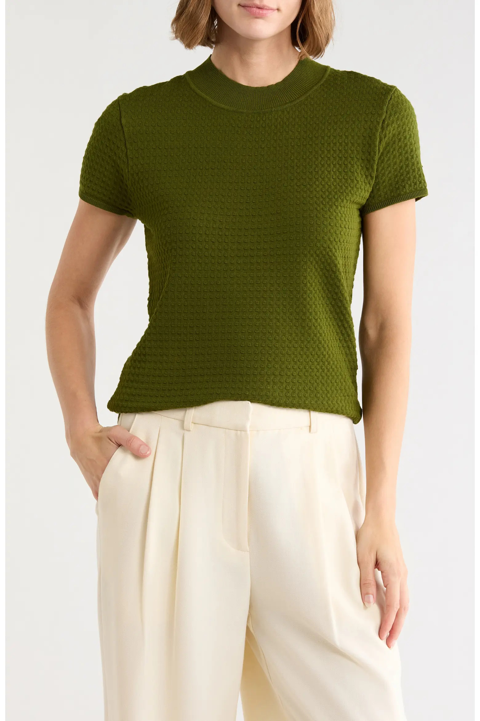 T Tahari Mock Neck Short Sleeve Knit Sweater (Women) | Nordstromrack | Nordstrom Rack