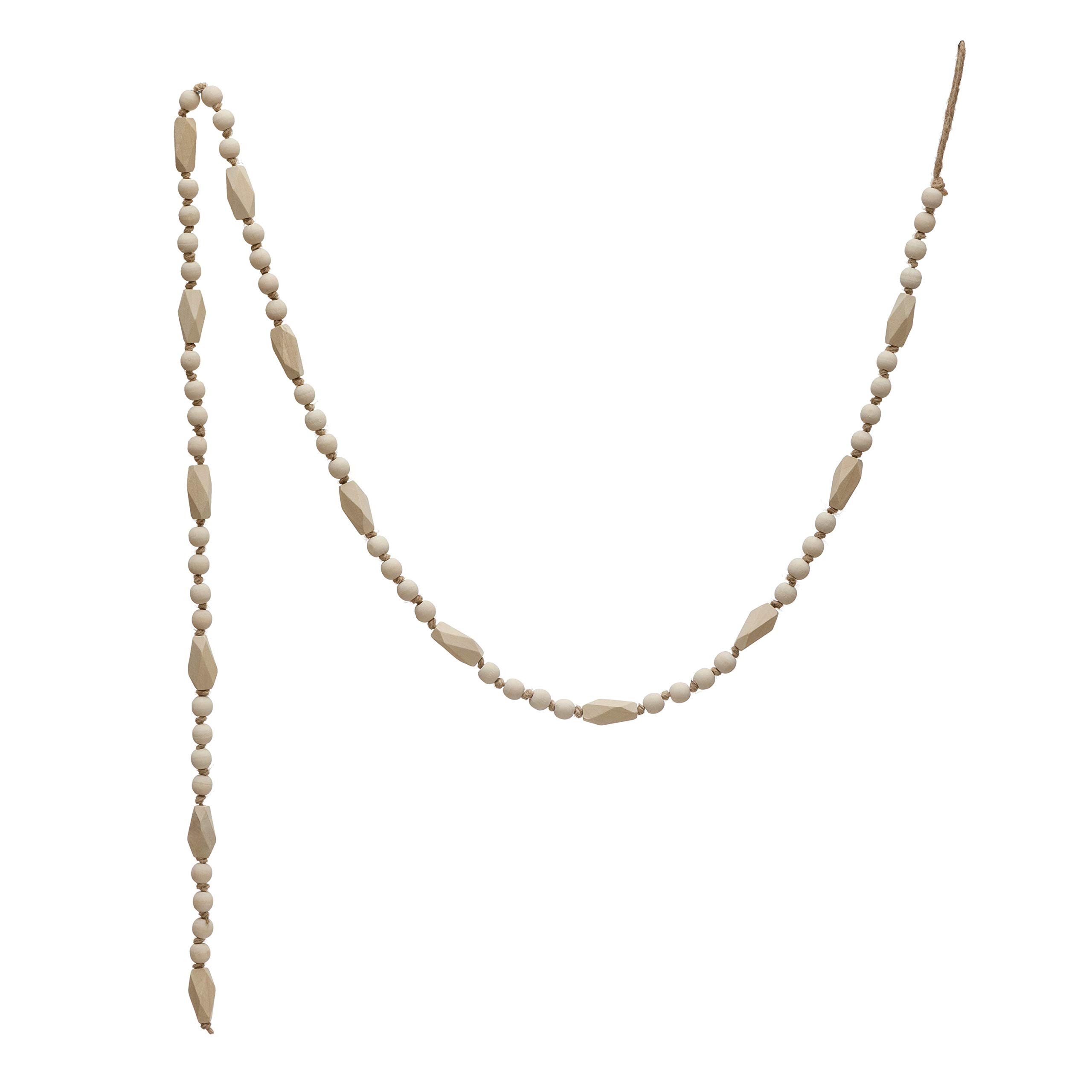 Creative Co-Op 72" L Paulownia Wood Bead Garland, Natural | Amazon (US)
